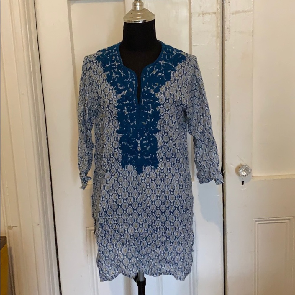Cotton voile printed kurta cover-up top